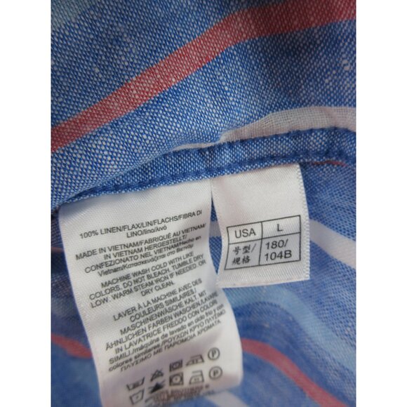 Brooks Brothers Shirt Large Linen Regent Fit Original Polo Striped - Picture 9 of 10